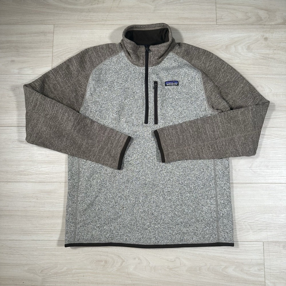 Patagonia Better Sweater Mens Size Large Tan Brown 1/4 Zip Pullover Fleece 25522